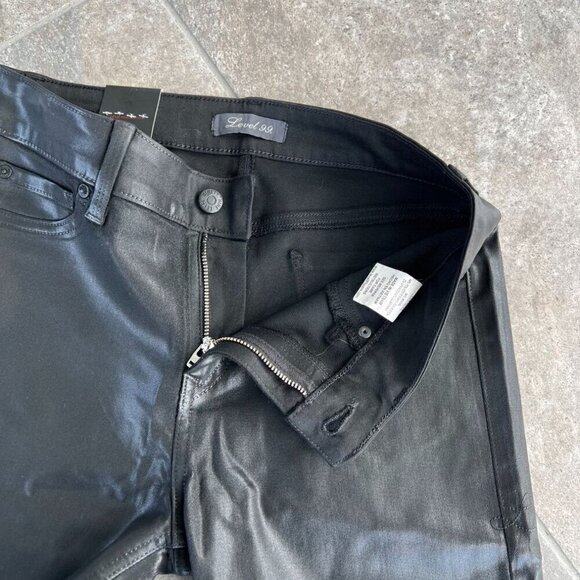 Level 99 NWT Forever Black Collection Mid Rise Coated Skinny Jeans Size 28/6 - Picture 4 of 13